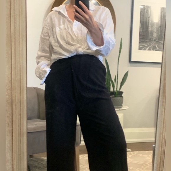 OAK + FORT Pants - Oak + Fort Asymmetrical
Waist Wide Leg Capri Pant NWT in black